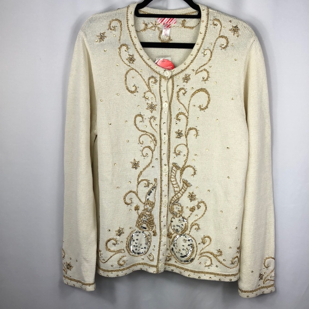 Holiday Cardigan Sweater Women’s Size XXL Ivory